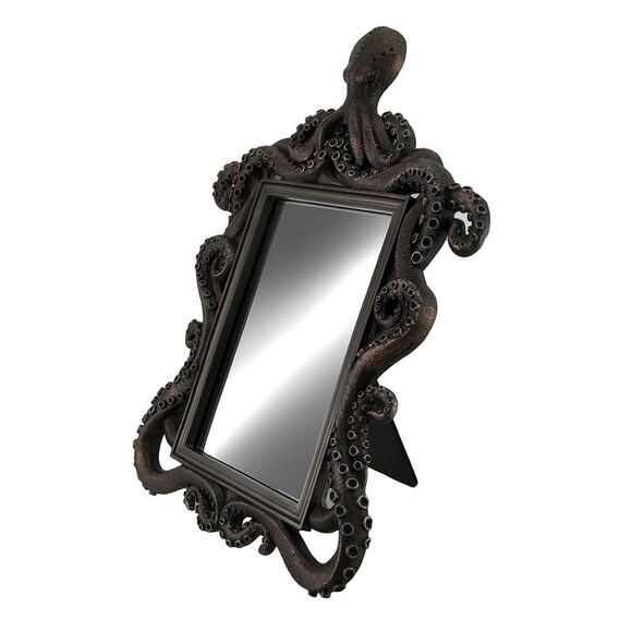 Coastal Reflections Decorative Octopus Framed Bronze Finish Table Mirror - Picture 2 of 3